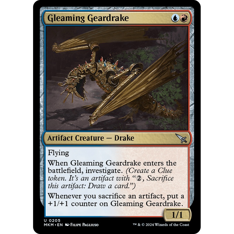 Gleaming Geardrake (MKM-205) - Murders at Karlov Manor Foil
