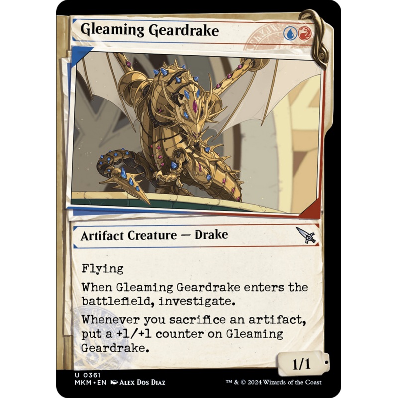 Gleaming Geardrake (MKM-361) - Murders at Karlov Manor: (Showcase) Foil