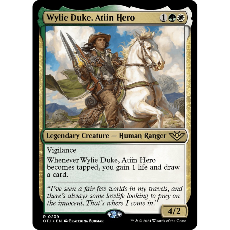Wylie Duke, Atiin Hero (PPOTJ-239P) - Outlaws of Thunder Junction Promos Foil