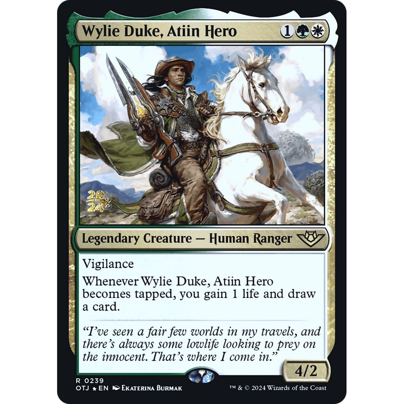 Wylie Duke, Atiin Hero (PRE-239S) - Outlaws of Thunder Junction Promos Foil