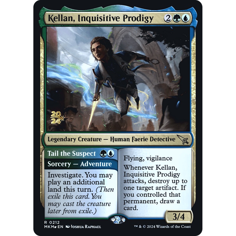 Kellan, Inquisitive Prodigy // Tail the Suspect (PRE-212S) - Murders at Karlov Manor Promos Foil