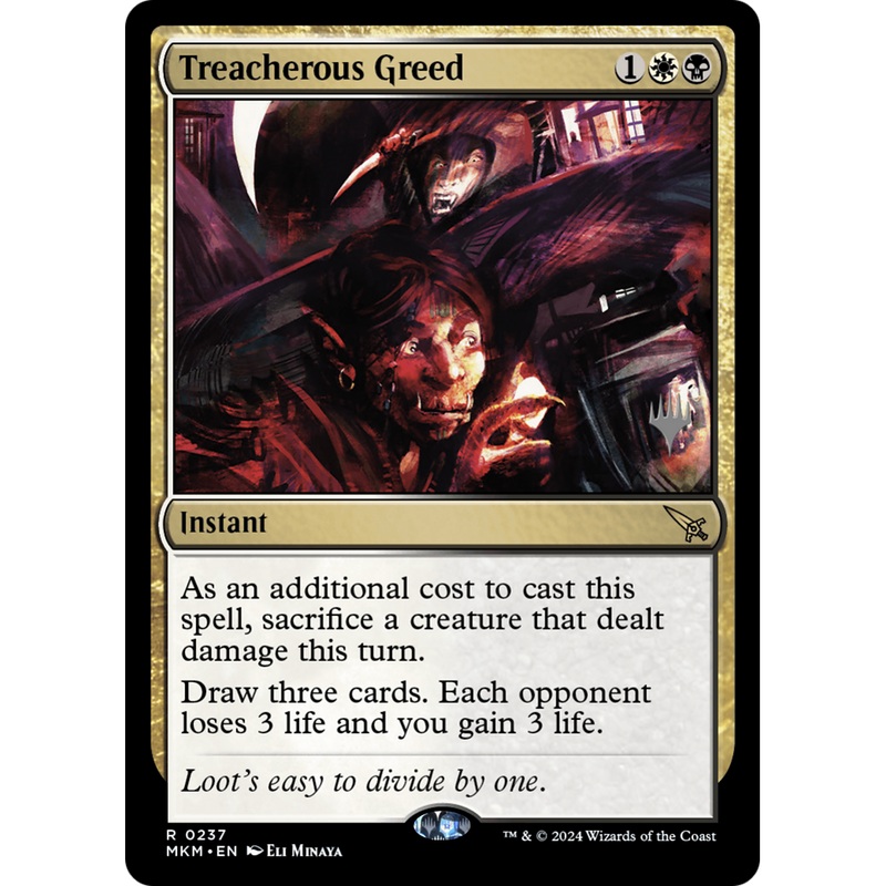 Treacherous Greed (PPMKM-237P) - Murders at Karlov Manor Promos Foil
