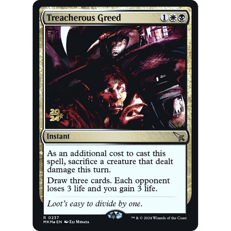 Treacherous Greed (PRE-237S) - Murders at Karlov Manor Promos Foil