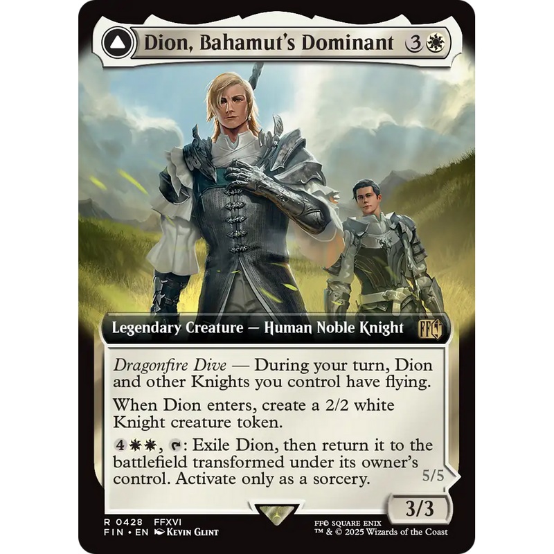 Dion, Bahamut's Dominant // Bahamut, Warden of Light (FIN-428) - FINAL FANTASY: (enchantment, Extended Art)