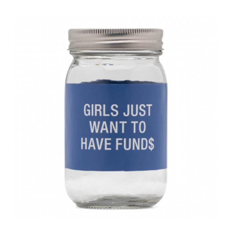 Dites quel fonds $ glass jar money bank (bleu)